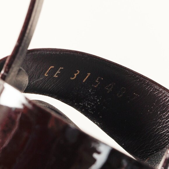 Saint Laurent Tribute Open Toe Bourgogne Patent Leather Platform Sandal - Picture 11 of 12